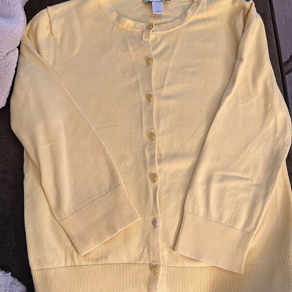 Loft 3/4 sleeve Carney Yellow Cardigan